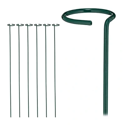 Imagen de Relaxdays Pack 6 Tutores Plantas, con Anillo Flores, Soporte Enredaderas, 80 cm, Metal, para Intemperie, Verde Oscuro