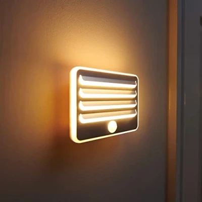 Imagen de Auraglow Luces nocturnas LED con sensor de movimiento, inalámbricas, funciona pilas, luz pared suave y cálida para pasillo, escalera, armario, juego 3