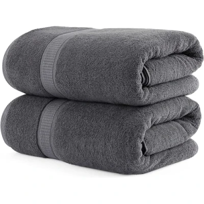 Imagen de Utopia Towels Juego de 2 (80 x 200 cm), Toallas XXL para Sauna, Baño, Sábanas Extra Grandes con Gancho Altamente Absorbentes, 100% Algodón (Gris)