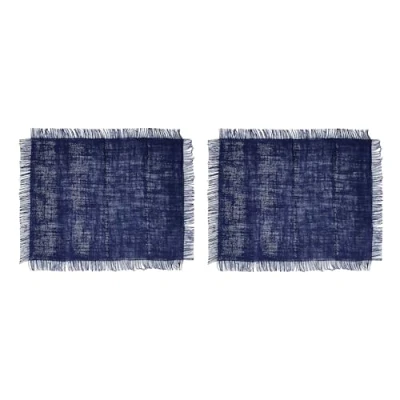 Imagen de Mikasa salvamanteles Individuales de Yute, Juego 2, rectangulares Azules para mesas Comedor rústicas, 35 x 45 cm, Antideslizantes, Diseño Natural