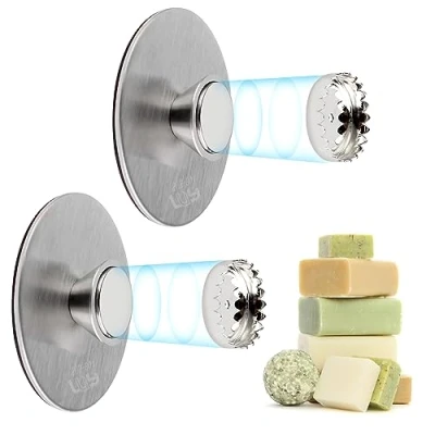 Imagen de Sporgo 2 soportes para jabón con imán: soporte magnético sin taladrar, ventosa, de acero inoxidable lavabo, ducha y bañera