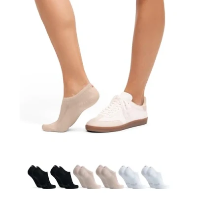 Imagen de DANISH ENDURANCE 6 Pares Calcetines Invisibles para Hombre y Mujer (Multicolor (2x Beige, 2x Blanco, Negro), 35 38)