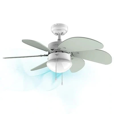 Imagen de Cecotec Ventilador de techo EnergySilence 3600 Vision Mint. 50 W, Diámetro 92 cm, Lámpara, 3 Velocidades, 6 Aspas reversibles, Función Verano/Invierno, Interruptor Cadena, Blanco/Menta