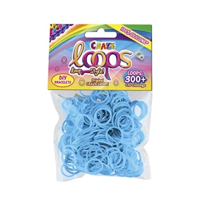 Imagen de Craze Loops 300 gomas para hacer pulseras elásticas refill, bolsa de aluminio con anillos, pulseras, collares, manualidades niños, diferentes colores 51086