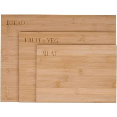 Imagen de alpina Tablas de Cortar Madera Tabla Cocina Set 3 Piezas Tamaños Variados Bambú
