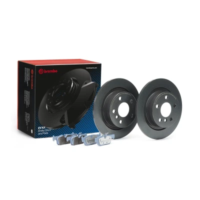 Imagen de BREMBO KT 08 012 Kit de discos y pastillas freno macizo sin accesorios Chapa antichirridos, con tornillos preparado para indicador desgaste