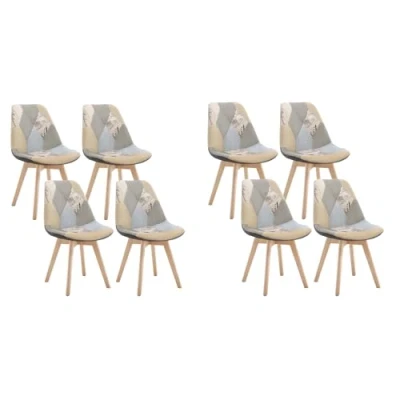 Imagen de WOLTU Silla Patchwork de Comedor Nórdica Pata Madera Maciza con Respaldo Pack 8 Multicolor Cocina Colores BH29pw