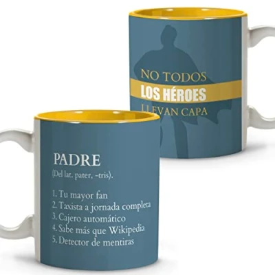 Imagen de LolaPix Taza Papa. Tazas Dia del Padre. Desayuno Originales. Ceramica 330 ml. Regalos con Frases. Héroes