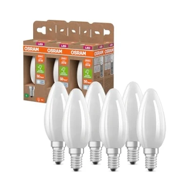 Imagen de OSRAM con forma clásica Edison, filamento LED decorativo, A, E27, 2,2 W, 470 lm, 4000 K, blanco frío. Sin calentar, inmediatamente 100% ligero., paquete de 6