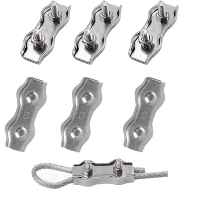 Imagen de huruirui M5 Presillas Cable Acero Abrazaderas De 304 Inoxidable Dúplex Clips Wire Rope Tensor Cuerda Tendedero Para 5mm 6pcs