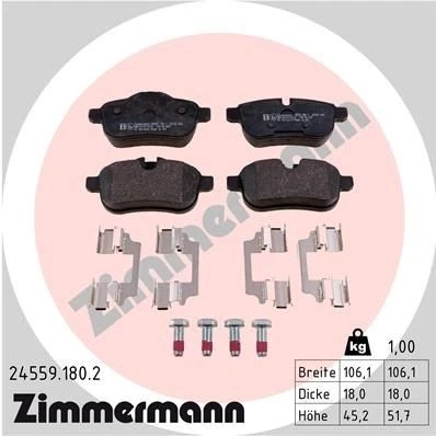 Imagen de ZIMMERMANN 24559.180.2 Juego de pastillas freno con tornillos Foto correspondiente a la entrega, muelle BMW: Z4 Roadster