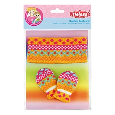 Imagen de Heless 1811 Accesorios de vestir para muñecas en diseño Jolly, 2 piezas con mitones y diadema, talla 28 35 cm