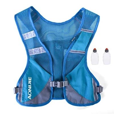 Imagen de AONIJIE Unisex Running Chaleco de hidratación Ultraligero Mochilas Trail Ideal para Senderismo Maratón Escalada y Ciclismo con 2 pcs botellas 250 ml (Azul)