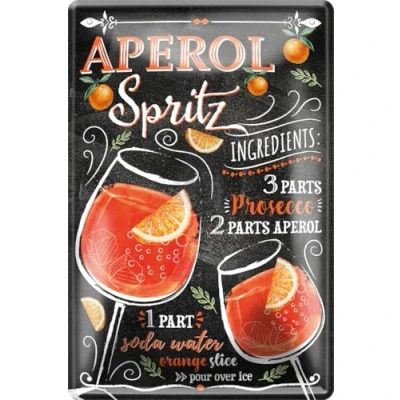 Imagen de schilderkreis24 Cartel de chapa para cóctel, receta, decoración metal, todos los bares o pub, regalo cumpleaños Navidad, 20 x 30 cm (Aperol)