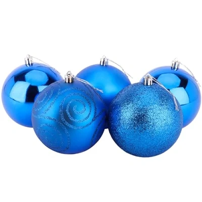 Imagen de Christmas Concepts® Pack of 5 Adornos de árbol Navidad Extra Grandes 100mm (4&quot;) Brillantes, Mate y con Brillo (Azul Real)