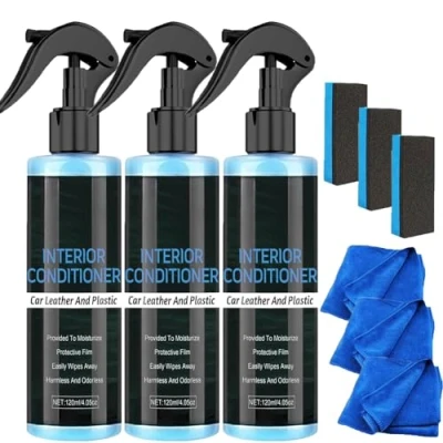 Imagen de Acondicionador de cuero para reacabado en aerosol y limpiador, automóvil reacabado, cera abejas muebles limpiador (3 pcs)