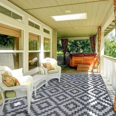 Imagen de HGTRH Alfombra Exterior Terraza Impermeable Lavable, PVC Polipropileno con Agujeros De FijacióN, Muy Resistente Paja Plastico Suelo Plipropileno Trenzado