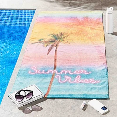 Imagen de Sassy B Summer Vibes Toalla de Playa algodón, 76 x 160 cm, Color Blanco