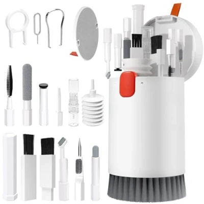 Imagen de 20 en 1 Keyboard Cleaning Brush Kit Cepillo Limpiador de Teclado Herramienta Limpieza Auriculares Extractor Teclas Multifunción Polvo para Laptop Auriculares, Blanco Marfil
