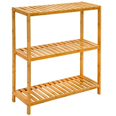Imagen de DuneDesign Estantería de Bambú para Baño 69x60x26 Zapatero Abierto en Madera Estante Suelo Bajo