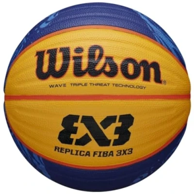 Imagen de Wilson Pelota de Baloncesto Fiba 3X3 Official Game Ball 2020 WT, Tamaño: 6, Goma, para Uso en Interiores y Exteriores, Amarillo/Azul, WTB1033XB2020