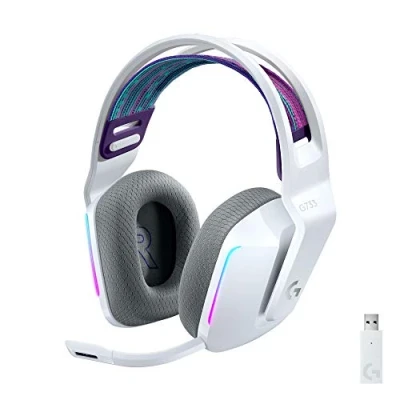 Imagen de Auriculares gaming Logitech G G733, Diadema, Inalámbricos, Micrófono, PC/Mac/PS, Hasta 29h de batería, 7.1 canales, 16.8 millones colores, Blanco