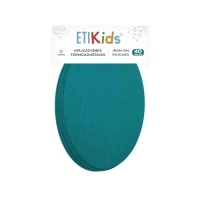 Imagen de 6 rodilleras color Aguamarina termoadhesivas de plancha. Coderas para proteger tu ropa y reparación pantalones, chaquetas, jerseys, camisas. 16 x 10 cm. RP40