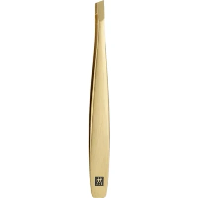 Imagen de ZWILLING Pinzas anguladas (depilación de cejas, eliminación astillas, afiladas a mano, puntas rugosas, hipoalergénicas), Premium, doradas, 90 mm