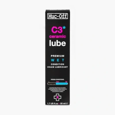 Imagen de Muc Off C3 Ceramic Wet Chain Lube, 50 Ml Lubricante de Cadena Bicicleta con Tinte Trazador UV Formulado para Condiciones Climáticas Húmedas y Adversas