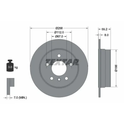 Imagen de TEXTAR PRO 92099703 Disco de freno 258 8 05/06 112 macizo revestido sin perno sujeción rueda, buje rueda MERCEDES BENZ: Clase A, Vaneo