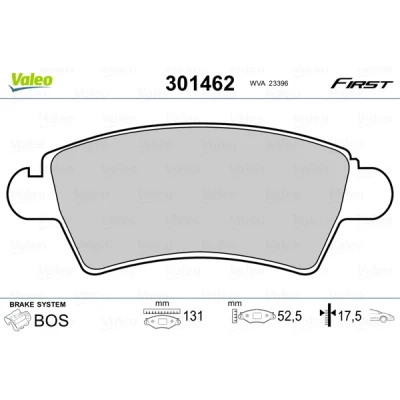 Imagen de VALEO 301462 Juego de pastillas freno FIRST Eje delantero excl. contacto avisador desgaste sin chapa antichirridos PEUGEOT: 206 Hatchback