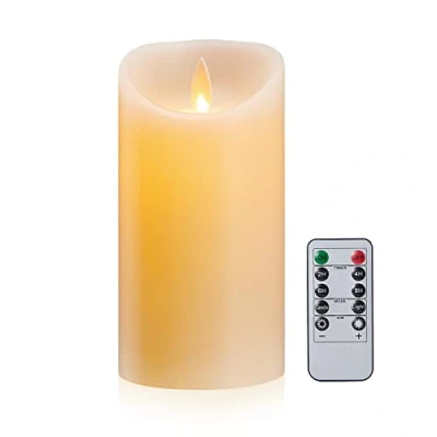 Imagen de FiiMoo LED Velas, Velas Eléctricas LED, 10cm de a Pilas, Cera Real 3D Efecto Llama, con Mando Distancia y Temporizador para Decoración, Bodas, Navidad Marfil