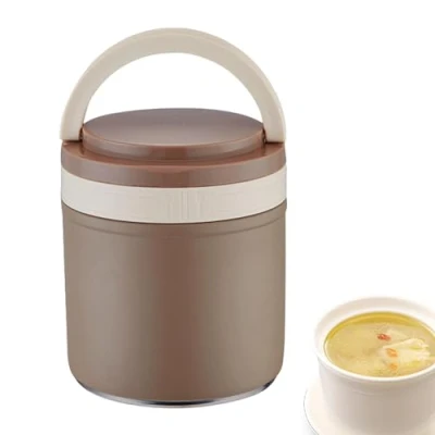 Imagen de Termo Térmico Para Alimentos Tarro Sopa 800ml Fiambrera De Acero Inoxidable Con Asa Caja Aislamiento Al Vacío Almuerzo Cuchara Prueba Fugas