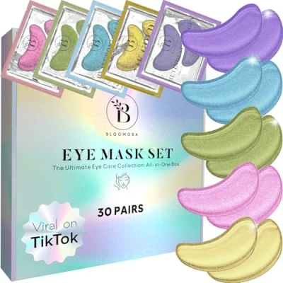 Imagen de BLOOMORA Parches Ojos Bolsas y Ojeras Pack Mix (30 Pares) Eye Patches Con Niacinamida Ácido Hialurónico Mask Eliminar de