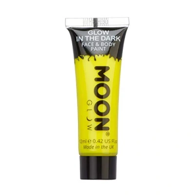 Imagen de Moon Glow Pintura para rostro y cuerpo que brilla en la oscuridad fosforescente carga brillar Amarillo 12ml