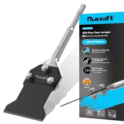 Imagen de Nucraft SDS Plus Cincel para espátula (250 x 100 mm, quitar el pegamento del suelo, alfombras, linóleo, adhesivo baldosas, baldosas de PVC, color
