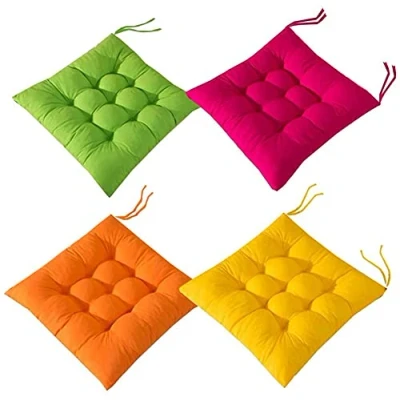 Imagen de BRIXBEE 4 Almohadillas Suaves para Silla, Asiento de Silla con Lazos, Cojines sillas Comedor jardín, Patio, Cocina y (40 x 40 cm)