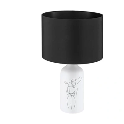 Imagen de EGLO Vinoza lámpara mesa pie blanco pantalla negro