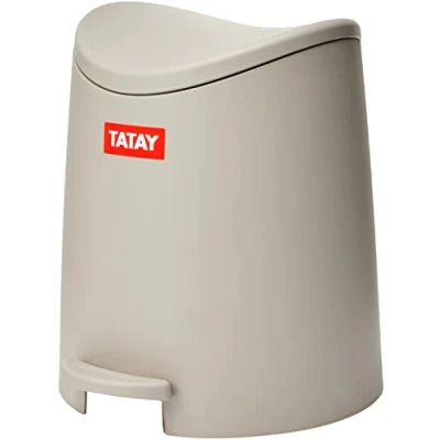 Imagen de TATAY 3L Pequeño Cubo de baño con Apertura a Pedal, Beige, 19x22.1x0.41 cm