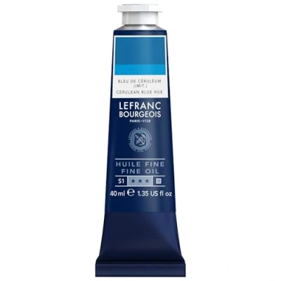 Imagen de Lefranc Bourgeois 301777 Pintura al óleo fina, calidad, resistente a la luz y de consistencia uniforme, tubo 40ml, ideal para lienzos tableros pintura, Color azul cerúleo