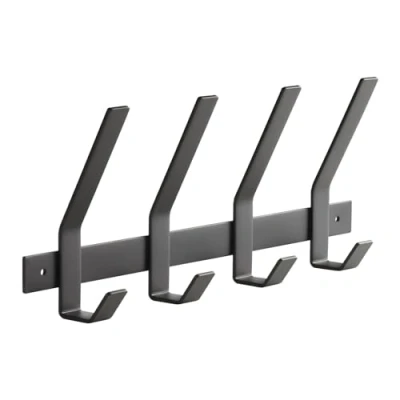 Imagen de SOTECH Blackline ALBA (grande) Barra de colgar 345 mm con 4 ganchos recubrimiento polvo negro Perchero Percheros