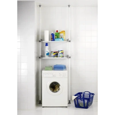 Imagen de WENKO Herkules Sistema telescópico Twin, de organización Ajustable Individualmente con 2 estantes, para lavadero, trastero o vestidor, 116 190 x 165 300 38 cm, Metal en Blanco