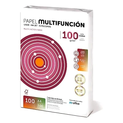 Imagen de Folios A4 100gr 100 hojas, Papel Multiusos Impresora, Para Impresoras Laser y de Inyección, Fotocopiadora, Fax, uso Oficina, Material Escolar, Paquete folios. m office (100 hojas,100gr)