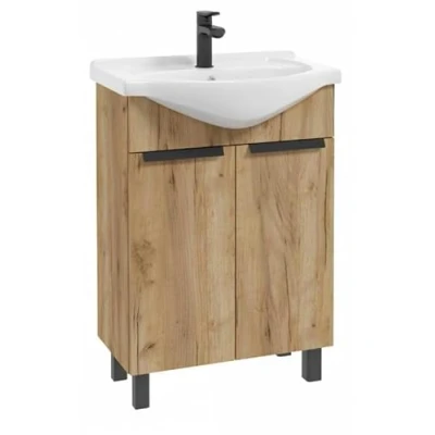 Imagen de Deftrans lavabo con armario bajo 60 x 85 43,5 cm, para invitados, de madera
