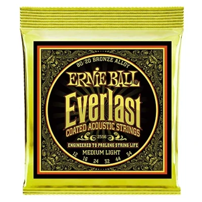 Imagen de Ernie Ball Everlast Medium Light Cuerdas para guitarra acústica, bronce 80/20, revestidas, calibre 12 54