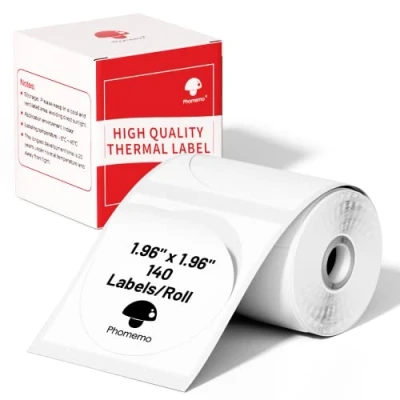 Imagen de Phomemo Etiquetas redondas Térmicas M110 Etiqueta Autoadhesiva Multifunción,1,96 &quot;x 1,96&quot;(50x50mm), adecuada para la Etiquetadoras M200 M120 M220 M221,140 etiquetas/rollo