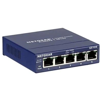 Imagen de NETGEAR Switch de red Gigabit 5 puertos GS105 Ethernet Plug and Play Funcionamiento silencioso Montaje en sobremesa o pared