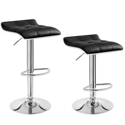 Imagen de WOLTU 2X Taburetes de Bar Cuero Sintético Alto Cocina Regulable en Altura Giratorio Sillas Tapizada Taburete Trabajo Negro BH28sz 2