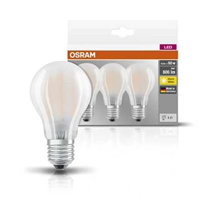 Imagen de Osram bombilla LED Base Classic A, casquillo E27, blanco cálido, 2700 K, 7 W, repuesto para de 60 mate