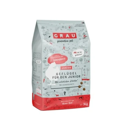 Imagen de Grau Comida Seca para Perros jóvenes Carne de Ave, 1 envase (1 x 3 kg), sin Gluten, tu Perro a Partir los 4 Meses Edad